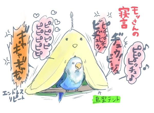 けろ V Twitter うちのインコのモッさんの寝言が激しすぎるので描いた 鳥の寝言って普通こんなもんですか Http T Co Bv9idat2i4