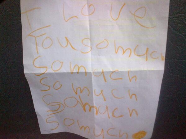 ClarBear_Scott's tweet photo. My cute letter from a kid in preschool. So cutee :3 http://t.co/kucnAVRw1k