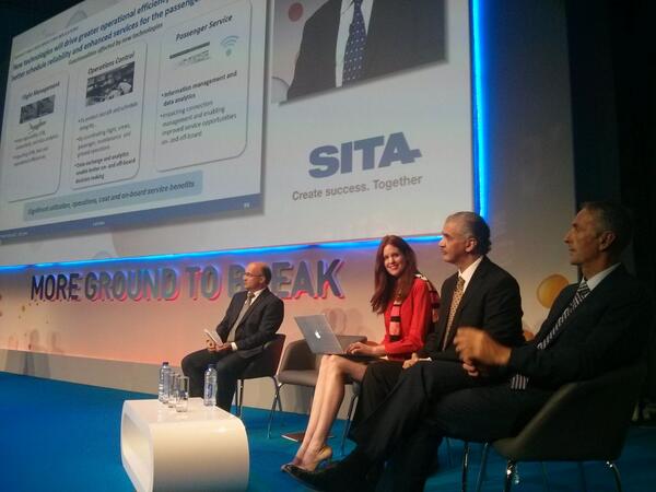 SimpliFlying's tweet photo. Here are @RunwayGirl and @ahfahad about to rock the stage with @onair CEO about #paxEx at #ATIS2014 #MacOnStage http://t.co/qxjGeoRwEg
