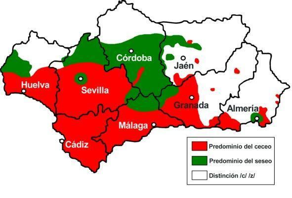 _Paisajes_'s tweet photo. Mapa del ceceo y seseo andaluz. http://t.co/32oF1i8hmF