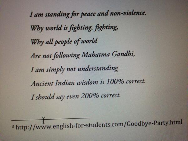i am standing for peace and nonviolence a very indian poem text