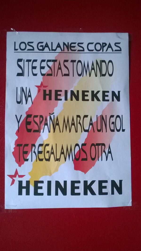 losGalanesCopas's tweet photo. Vente a ver a la seleccion española...ya sabes si te estas tomando una Heineken y marca te regalamos otra... http://t.co/LT81lCcpqk