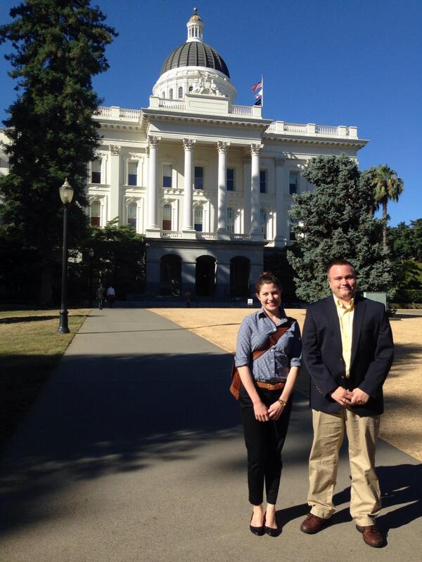 At the California state Capitol today in support of a state-wide ban on single-use plastic bags.