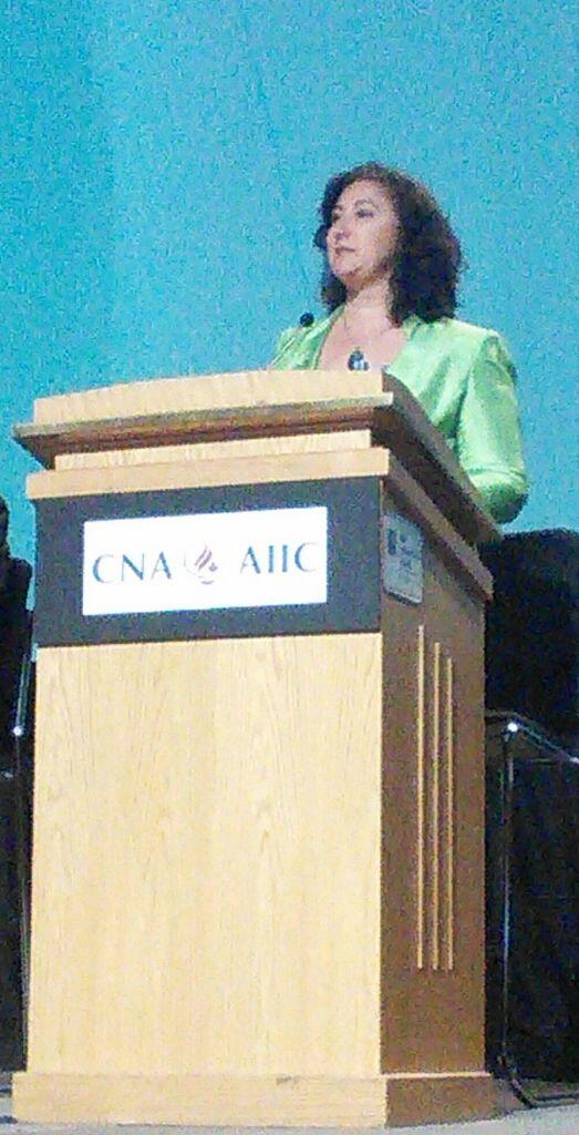 canadanurses's tweet photo. CNA's Lisa Ashley, Canadians need someone addressing their health concerns AND the contributing factors. #CNAconv http://t.co/R64RYyI82U
