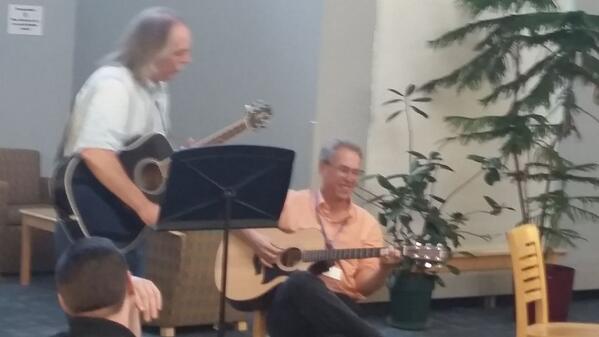 Mr. G and Mr. R singing to the crowd. #whoknewthetalent. Not Finnegan but not bad.