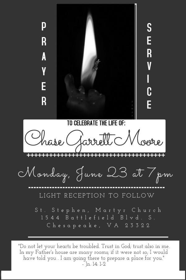 SSMYouthGroup's tweet image. Prayer Service for Chase Moore at St. Stephen's: Monday, June 23 at 7pm. #retweet