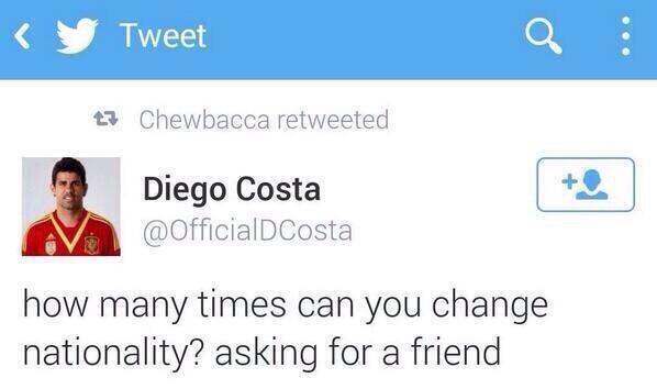 RaphaelSebaoun's tweet image. Diego Costa demande combien de fois on peut changer de nationalité... ;) #ESPCHI
