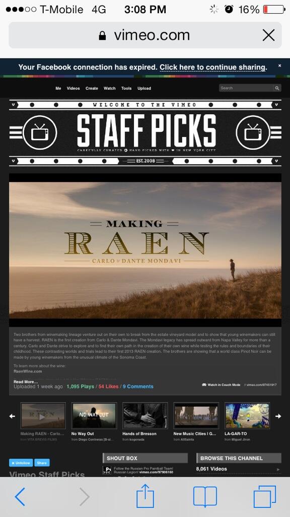 CarloMondavi's tweet photo. Big up &amp; congrats to the @VitaBrevisFilms crew...Vimeo Staff Pick on our harvest film! http://t.co/ok6abv9tSj  🍷🍷🍷👍 http://t.co/npTvQsnwcw