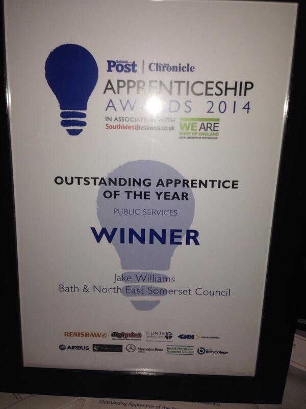 Yes! Thank you <a href="/bathnes/">Bath & North East Somerset Council</a> for my incredible opportunity with my apprenticeship and thank you <a href="/BristolPost/">Bristol Post</a> &amp; @BathChron