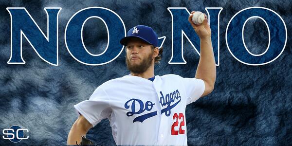 SportsCenter's tweet photo. BREAKING: Clayton Kershaw throws no-hitter vs Rockies. He strikes out career-high 15 as Dodgers win, 8-0. http://t.co/26Hdjk4a0q