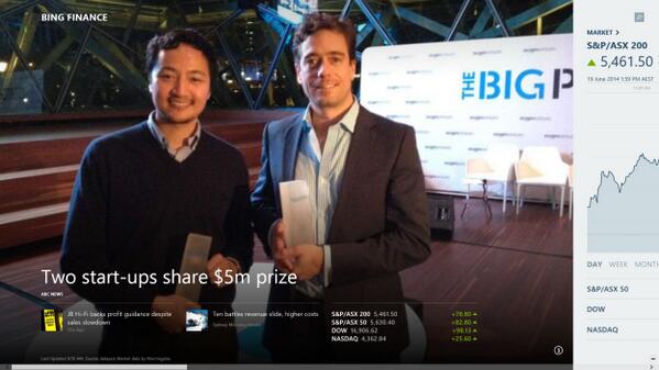 Bing_Finance's tweet photo. @WeTeachMe and #eCal jointly win The Big Pitch Australia
http://t.co/tPIEndPfcw http://t.co/dDZnUmRos8
