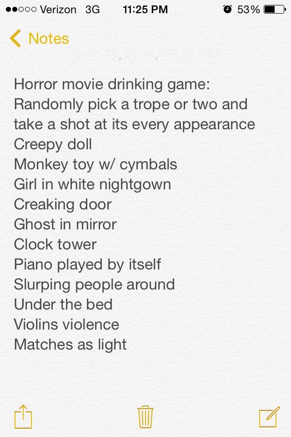 kenz on twitter scary movie drinking game with the conjuring aka