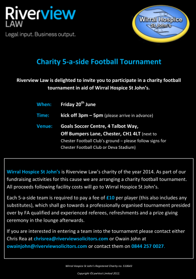 RiverviewSol's tweet photo. We're having a charity football match on Friday for Wirral Hospice: contact Chris Rea / Owain John  0844 257 0027 http://t.co/vSKUYQSVGL