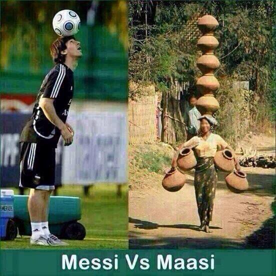 taslimanasreen's tweet image. Maasi is much more talented than Messi.