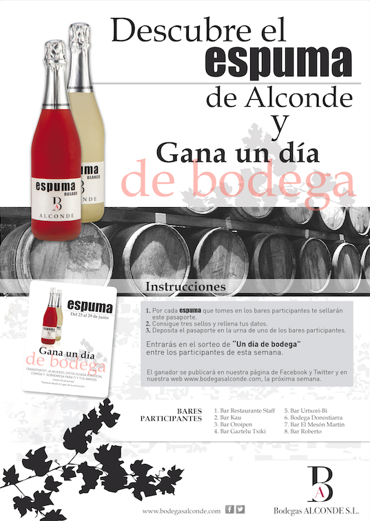 ¡Atención donostiarras y visitantes!Del 23 al 29 junio, promoción del #espumaAlconde en San Sebastián #BodegasAlconde