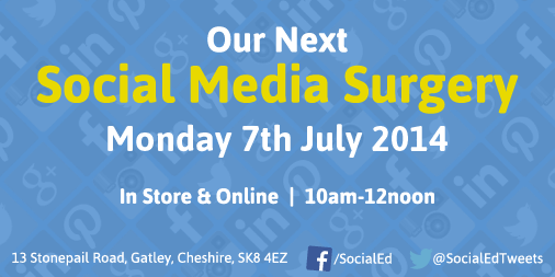 SocialEdTweets's tweet image. What's your biggest Social Media struggle? Get help at our next Social Media Surgery or ask us right here on Twitter.