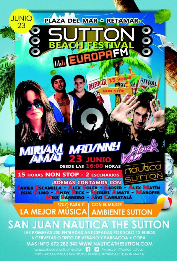 Nautica_cafcop's tweet image. Este SAN JUAN, la fiesta está en el SUTTON BEACH FESTIVAL EUROPA FM, la fiesta está en Retamar, compra ya tu entrada
