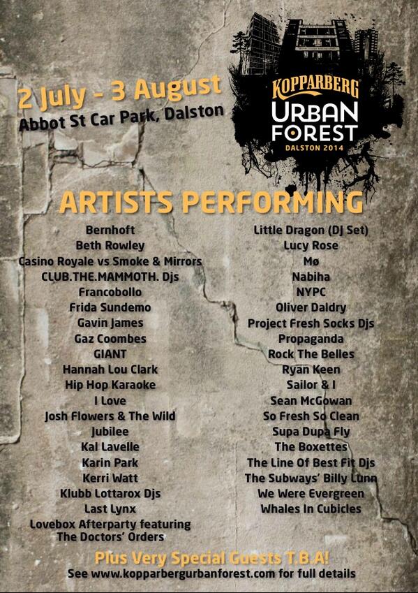 KopparbergUK's tweet image. Launching this July, Kopparberg's #UrbanForest is the place for live music and mouth-watering food &amp;amp; drink