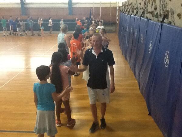 Mr.Bernard leading his class in the annual "Fifth Grade Walk" celebrating the last day of school.

#clockdogs