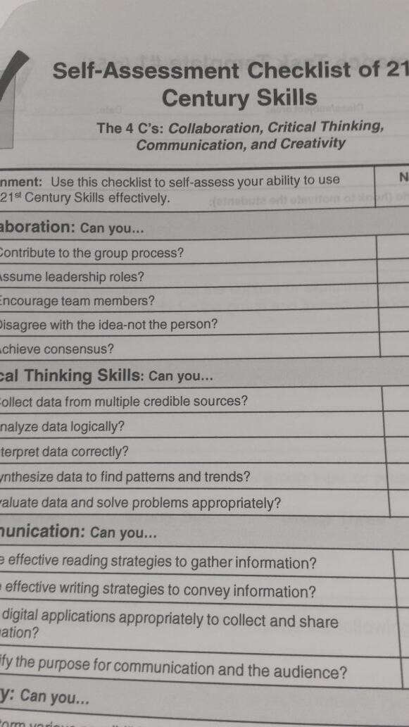 sdarst's tweet image. #kleinplc self - assessment checklists for the 21st century.