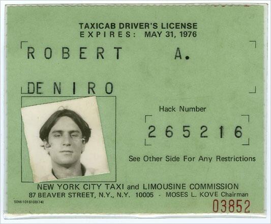 ciakmag's tweet image. #OggettiDiCulto La licenza da tassista che Robert De Niro prese per prepararsi per TAXI DRIVER. #CiakLegends