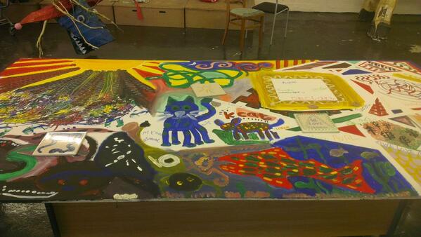 Putting our panels, kindly donated by <a href="/365LeedsStories/">Matthew Bellwood</a>, to good use.