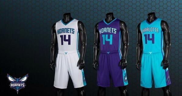 Full view of new <a href="/hornets/">Charlotte Hornets</a> uniforms!