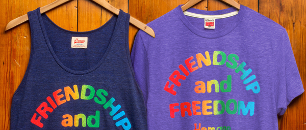 HOMAGE's tweet photo. Just re-stocked #FriendshipAndFreedom in time for Pride Weekend! Show some love for... LOVE! http://t.co/1S1KXX9ewJ http://t.co/hQYlgrlufI