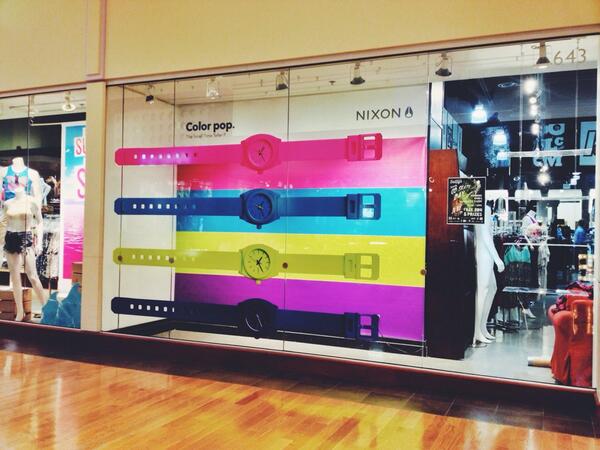 54blue's tweet photo. Check out this sweet new window we did for @SULLYSHOP and @nixon_now this week! #retail #windowinstall #54blue http://t.co/FoBtW1ux5I