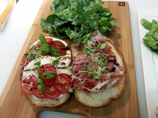 LibertyBarTal's tweet photo. Our Caprese! Artisan sourdough, roasted garlic spread, prosciutto di Parma, fresh mozz, basil &amp; heirloom tomatoes http://t.co/kgGS1lQ1qL