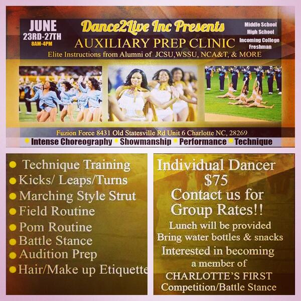 Dance2LiveFDN's tweet image. Register TODAY for @Dance2LiveFDN "Auxiliary Prep Clinic" Band Dancers/Flags June 23-27 2014! Dance2LiveFDN.ORG