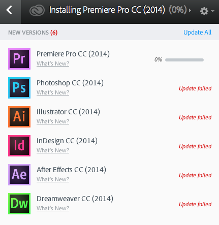 2caleb's tweet image. I swear that @creativecloud never can update anything. Always get #UpdateFailed notices.