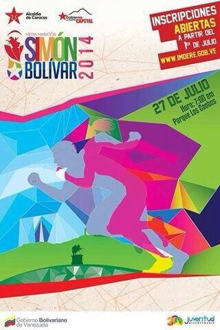 Media Maratón Simon Bolivar el 27 de Julio, inscripciones a partir del 01 de Julio.