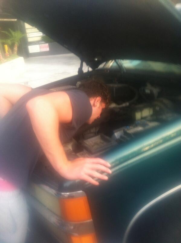 Stephen_Dawson1's tweet photo. Pat update:he has now managed to convince himself that hes a mechanic nd is trying to fix our broken car,good man pat http://t.co/tteOdQ1YOx