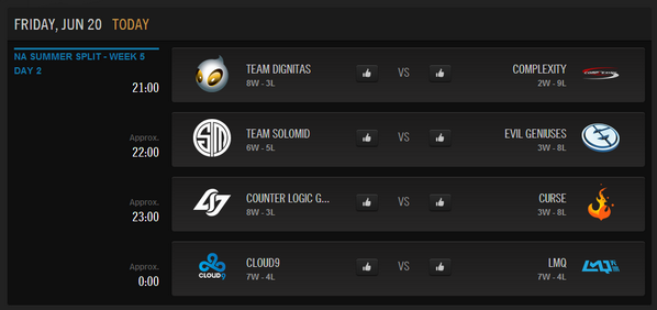 RadioofLegends's tweet photo. La quinta semana de la #LCS NA se cerrará hoy con los siguientes 4 enfrentamientos: http://t.co/mURsSqgGaw
