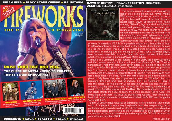 Great review in the current british magazine "Fireworks" of our album F.E.A.R