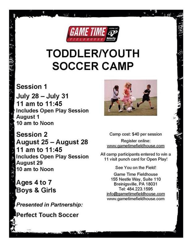 gametimefh's tweet photo. Need a place for active 4-7 yr olds to go? Check out our toddler soccer camps! http://t.co/zCQ8cFsmtF