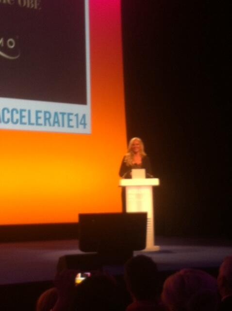 The inspirational @MichelleMone from a £480k debt to £1.7 billion turnover #innovationiskey #accelerate14 #ultimo