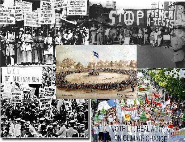 AussieAce_'s tweet image. Protests are so not 'un-Australian' ..#eurekas #suffrage #8hour #vietnam #nuclear #climatechange #Budget2014 #auspol