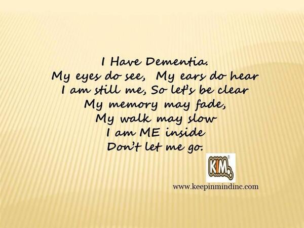 See me not the disease, love me, remember me. #Alzheimers <a href="/BobDeMarco/">Bob DeMarco</a>