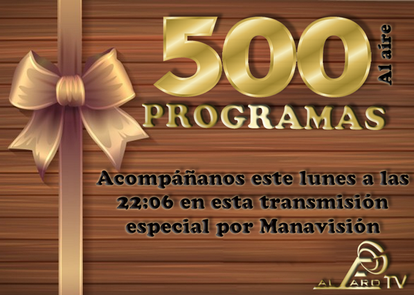 TvAlfaro's tweet photo. #AlfaroTv llega a su programa 500, acompáñanos este lunes 23 de junio, desde las 22h06 por @manavisionec http://t.co/6nsCi75kpn