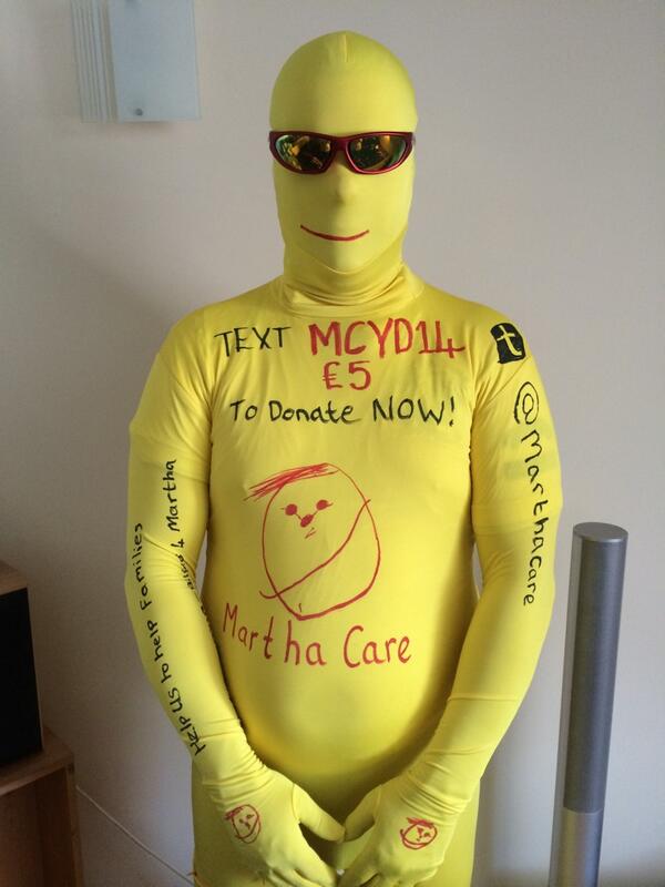 MarthaCare's tweet photo. Look out for yellow man @glastoyellowday from 2pm. Available for photos and general merryment! @Yellowbikergirl http://t.co/lcm6OAh5f3