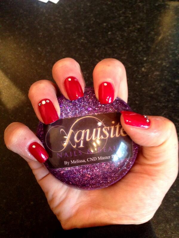 XquisiteByMel's tweet photo. Shellac Red Baroness with Swarovski Crystals. @CNDWorld @SamanthaSweet http://t.co/nSbtQRIzUC