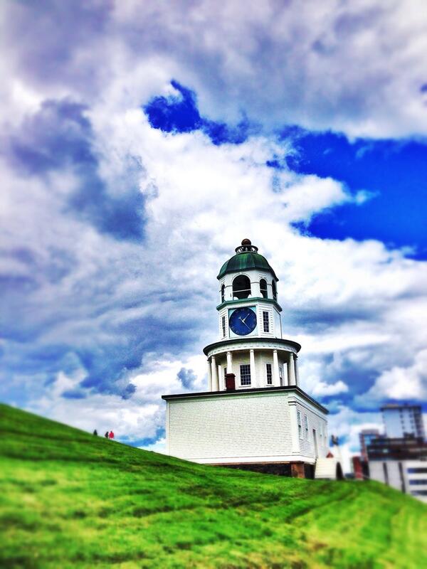 VisitNovaScotia's tweet photo. Fantastic skies over #Halifax today ! MT @SmilingGoatSpro: Amazing play of light&clouds on #citadelclock right now! http://t.co/DsEJxAccmp
