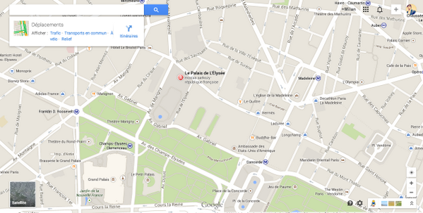 MBoisgard's tweet image. Sur Google Maps, le Président de la République actuel est encore...Nicolas Sarkozy !! #fail #needupdate