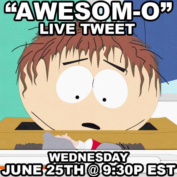 SouthPark's tweet image. THIS WEDNESDAY! We’re taking you behind the scenes of #AWESOMO with our epic Live Tweet Event!!