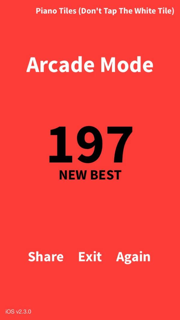 Not_Dandy's tweet image. Arcade Mode, 197 pts! Who can beat me in @PianoTiles -&amp;gt; umoni.com/super/tile.php