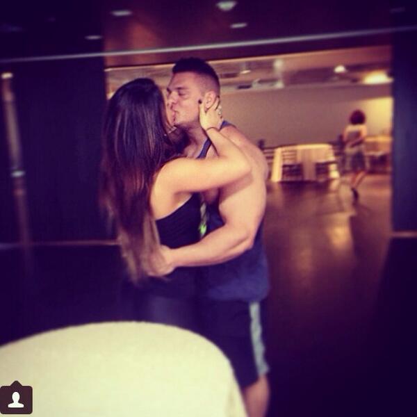 CelesteBonin's tweet photo. Last kiss before we're husband and wife. Of course we're wearing muscle tanks hahaha.  @pjbraunfitness http://t.co/0l7h5K9EkT