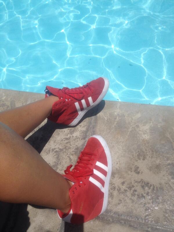 Found these @adidas #ProfileUp @FinishLine for my collection @MALIBUCLASSIX Rockin it #OldSchool RED today