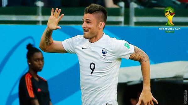 Arsenal's tweet photo. Congratulations to @_OlivierGiroud_ for his goal and assist as #FRA beat #SUI 5-2 at the #WorldCup http://t.co/E8AKJh9ZRN